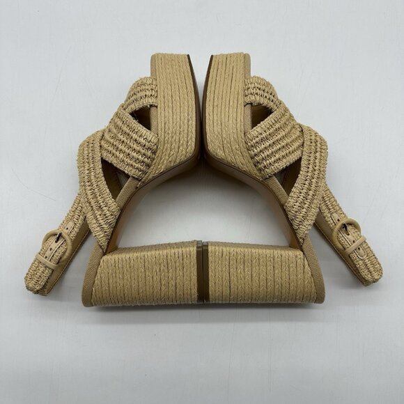 Marc Fisher LTD Caddy Light Natural Woven Platform Heeled Sandal Size 9.5M NWOB - Picture 11 of 12